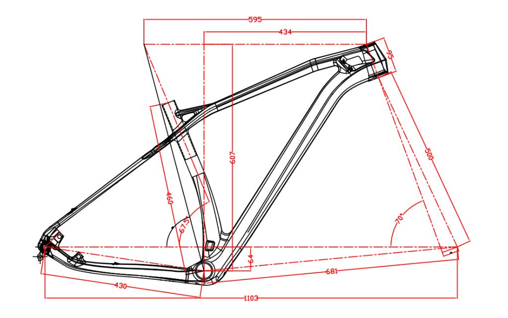 Telaio per bici MTB Hardtail in carbonio