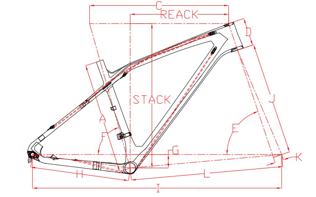 Telaio per bici MTB Hardtail in carbonio