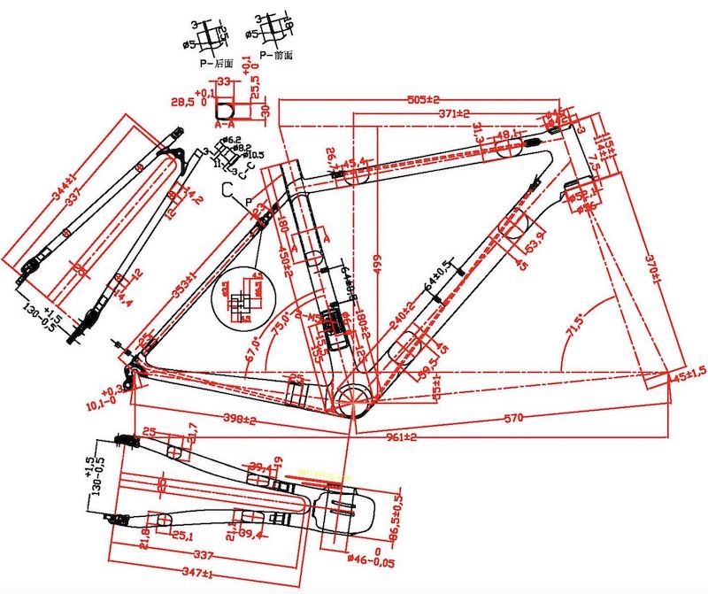 Disegno 2D dei telai per bici da strada