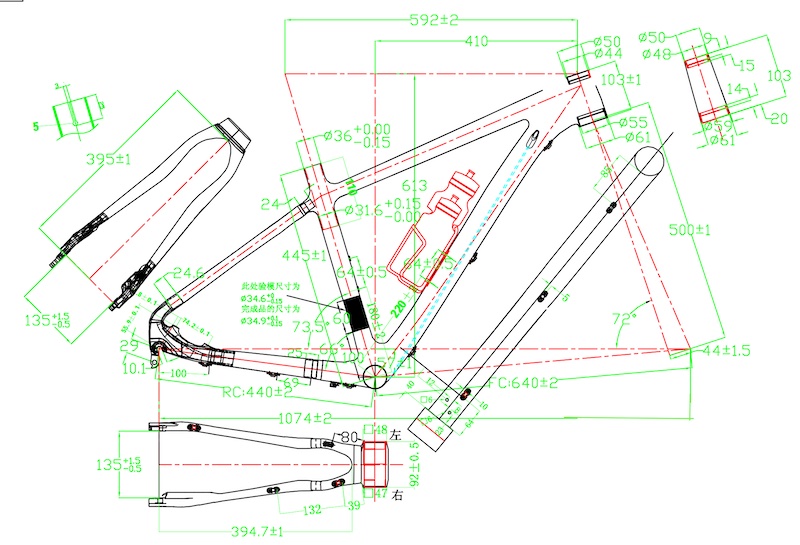 Disegno 2D per telai mountain bike