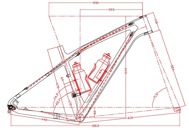 Telai per bici MTB hardtail con disegno in 2D