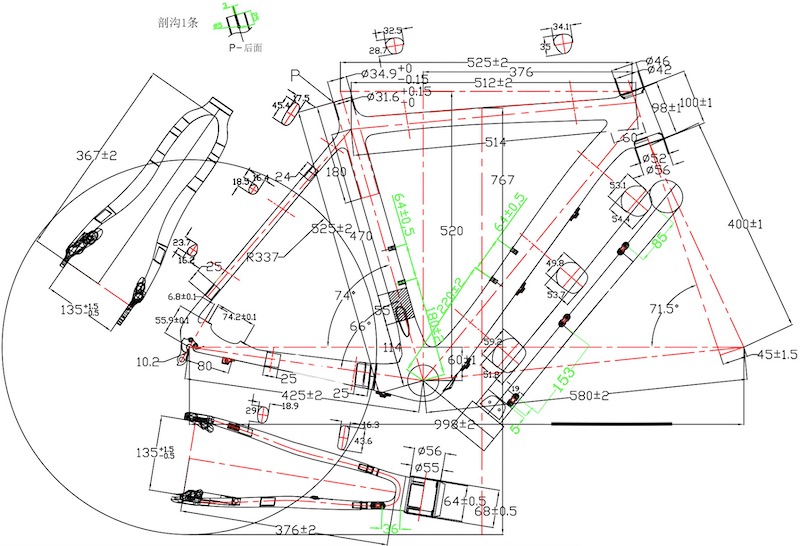 disegno per telai bici CYCLOCROSS